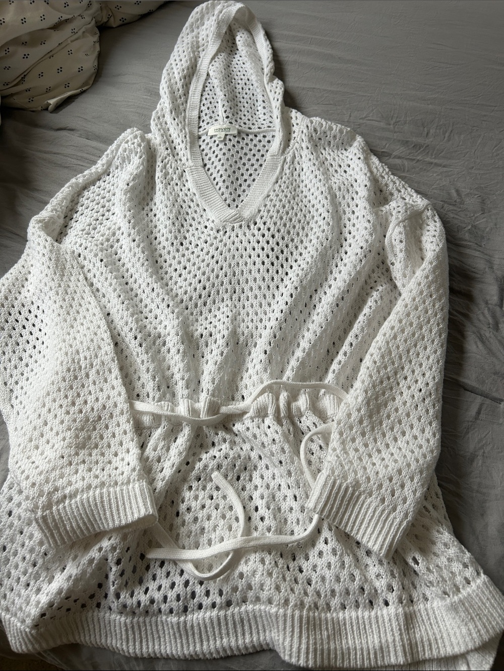 Hooded linen/organic cotton coverup.